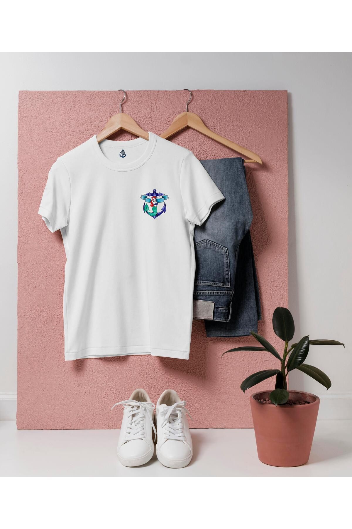 bahriyeli.jpeg Oversize Çıpa-Çapa ve Deniz Kızı Tasarımlı Unisex T-Shirt