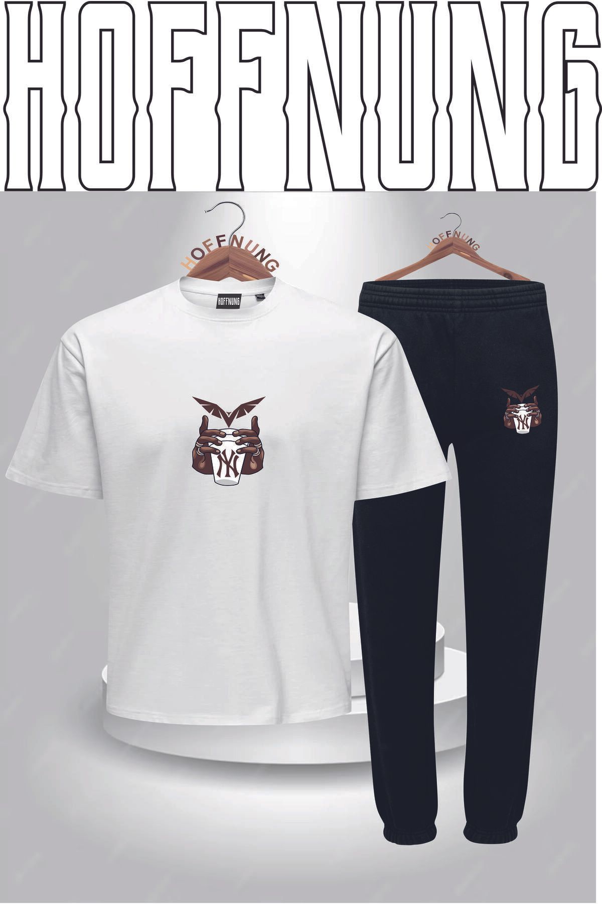 HOFFNUNG Full Pants Tişört Şort My Bardak 2 El Baskılı Full Pants Takım