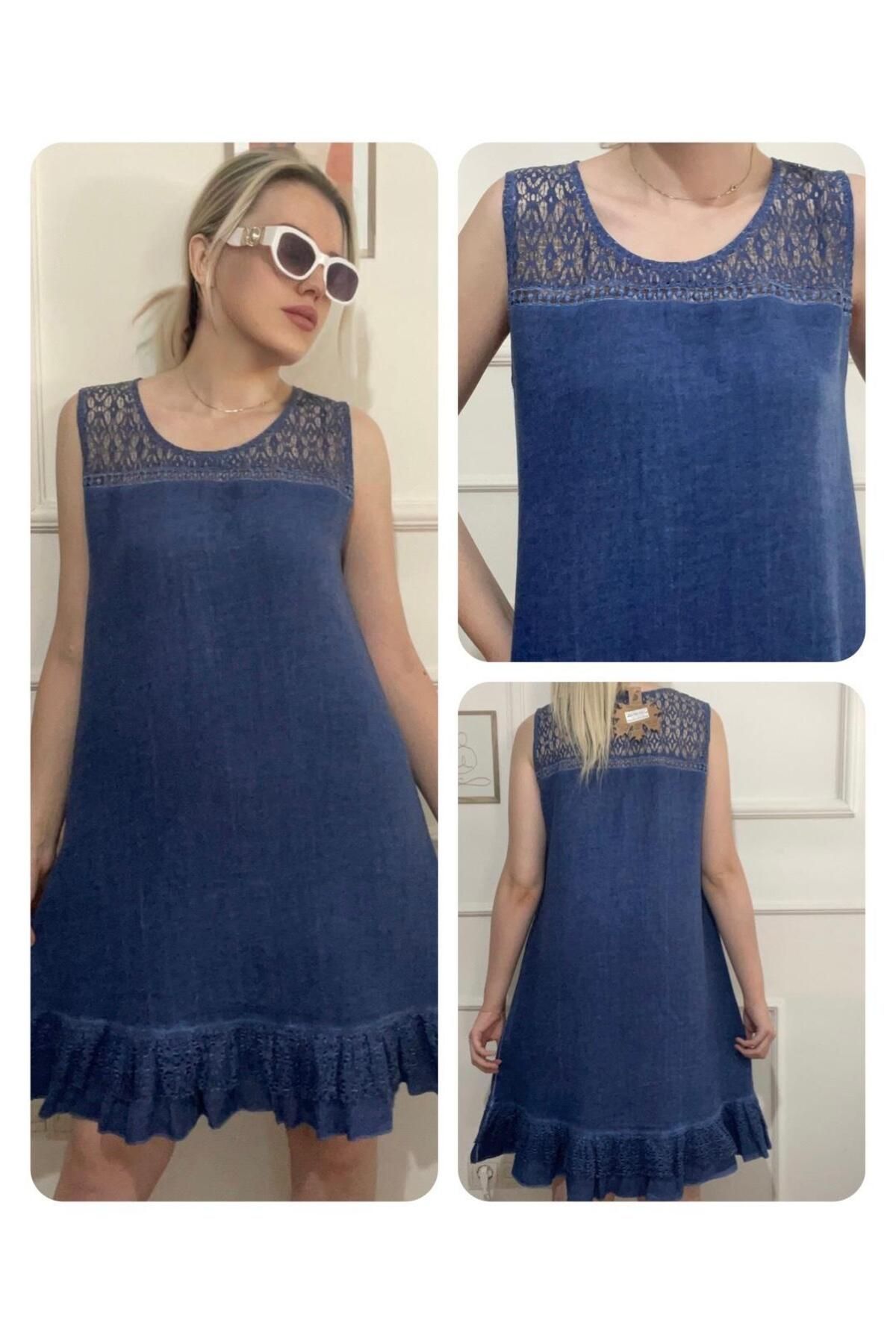 anne moda ankara Üstün Kalite, Kalın Askılı, Dantel Detaylı,%100 Pamuklu, Elbise