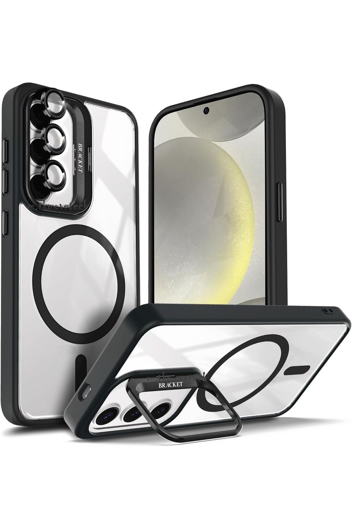 m.tk moveteck Samsung Galaxy A36 Kılıf Standlı Mika Magsafe Hassas Buton Metal Tuşlu +Kamera Lens Cam Hediyeli Set
