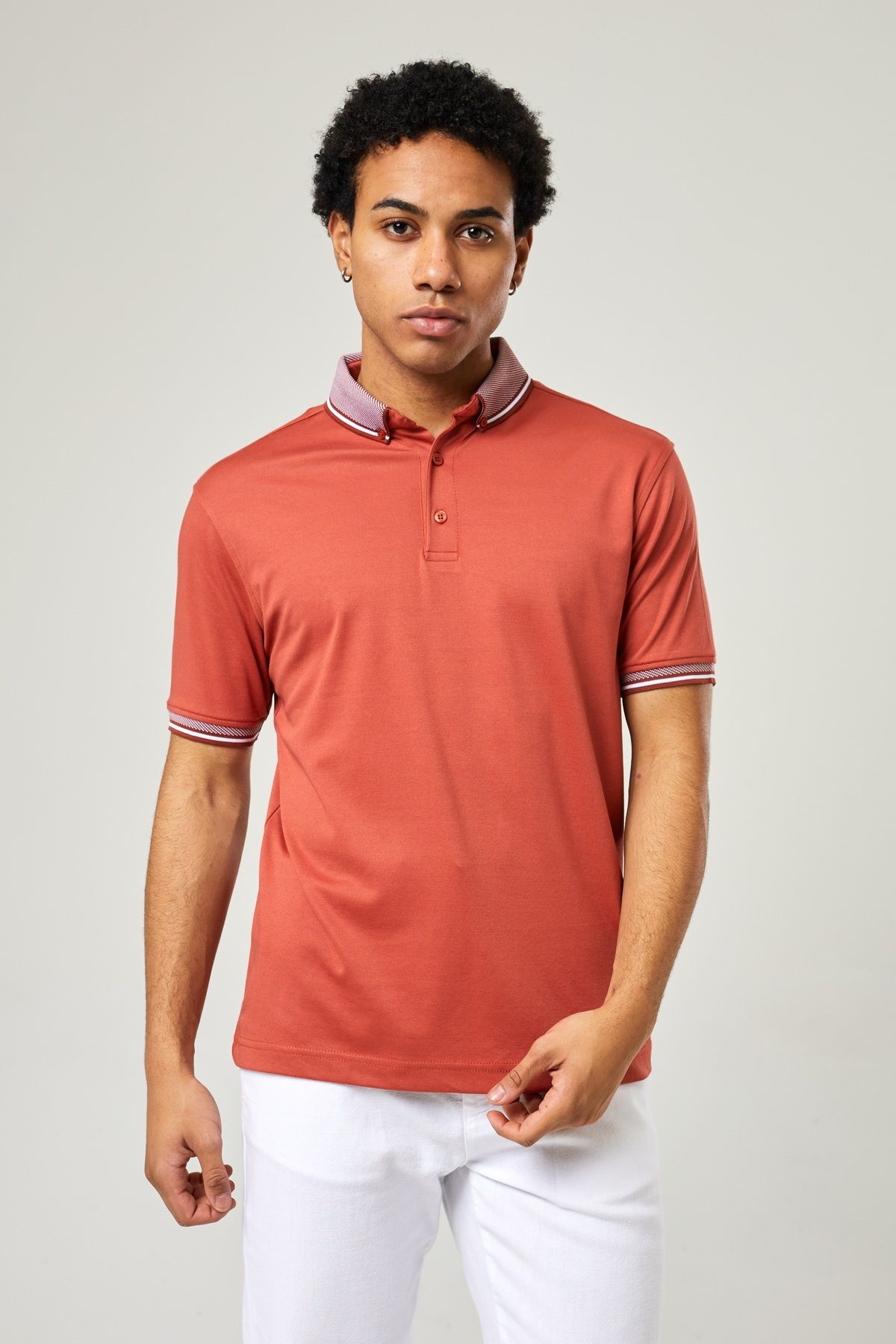 Twister Jeans Erkek Twister Jeans Polo Yaka Büyük Beden Yaka Düğmeli Cepsiz Likralı T-Shirt