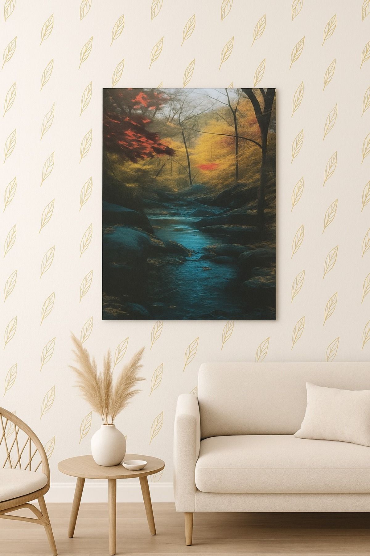 2020 Canlı Renk Doğa Manzaralı Kanvas Tablo 50x70cm Rengi Solmaz Islak Bezle Silinebilir.