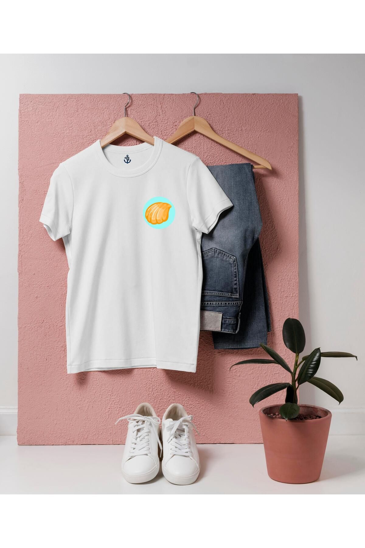 bahriyeli.jpeg Oversize Deniz Kabuğu Tasarımlı Unisex T-Shirt