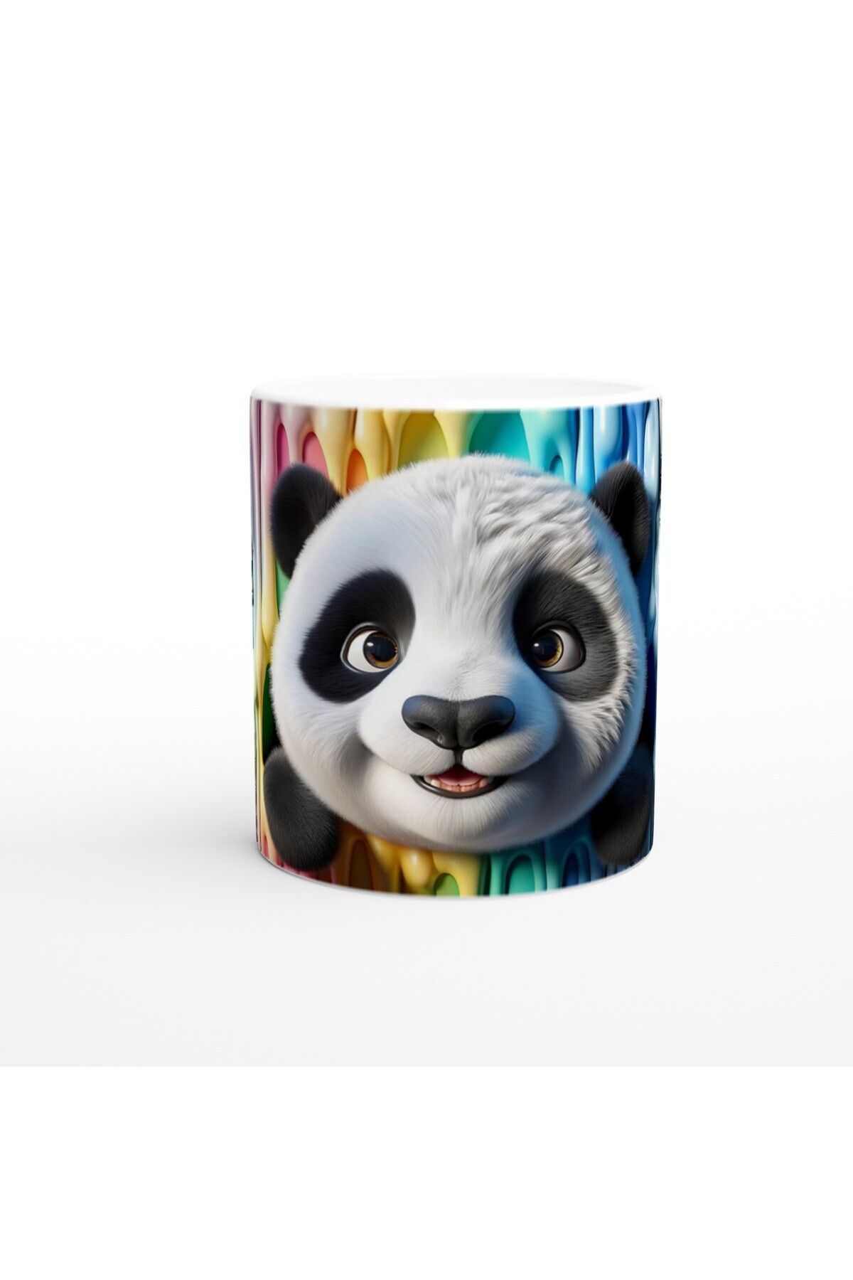 MESCHAIN Renkli Damlaların Arasından Bakan Sevimli Panda Temalı Baskılı Kupa Bardak