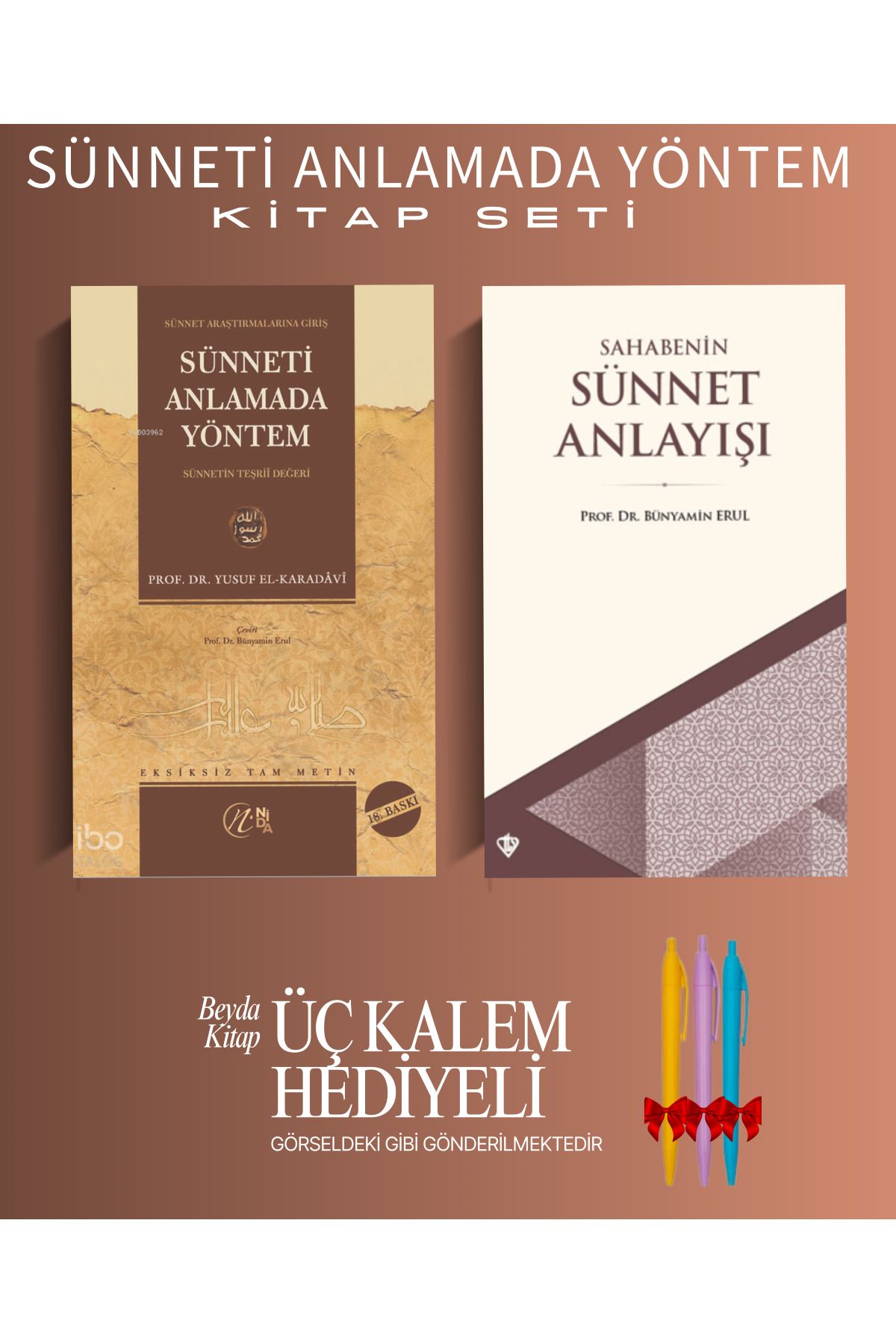 Nida Yayıncılık Sünneti Anlamada Yöntem - Sahabenin Sünnet Anlayışı - Kitap Seti - Kalem Hediyeli
