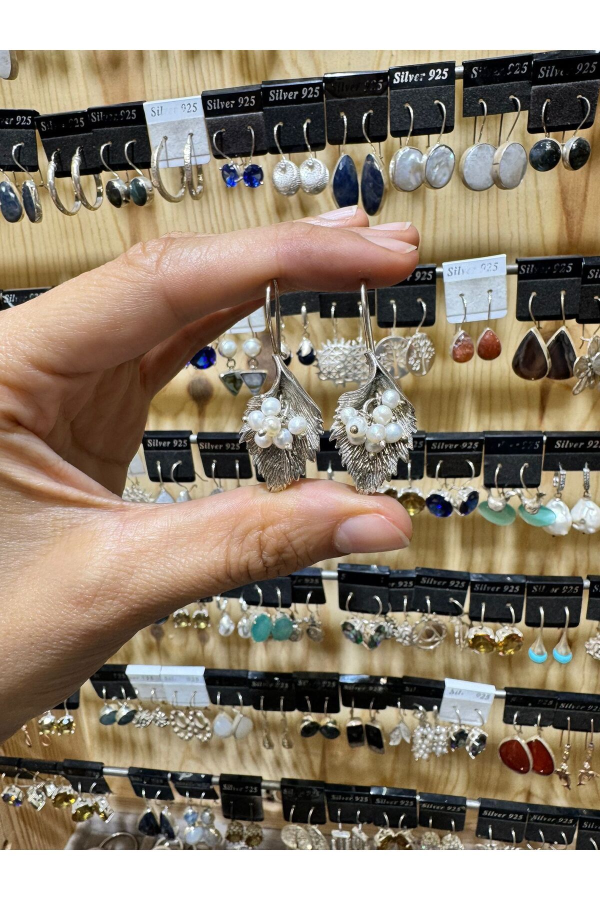hayaltasari DOĞAL İNCİ TAŞLI GÜMÜŞ KÜPE