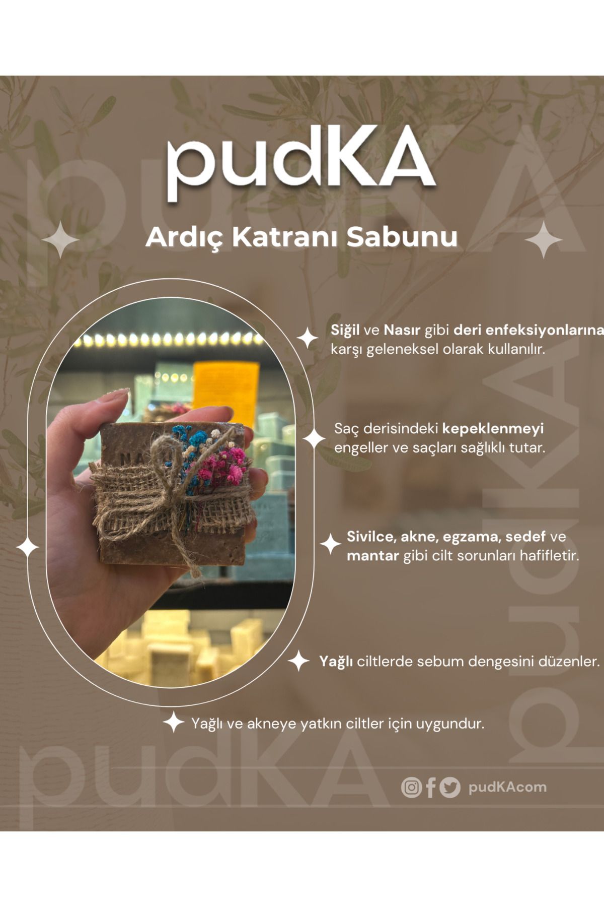 pudKA Zeytinyağlı Ardıç Katranı Sabunu, Doğal ve El Yapımı