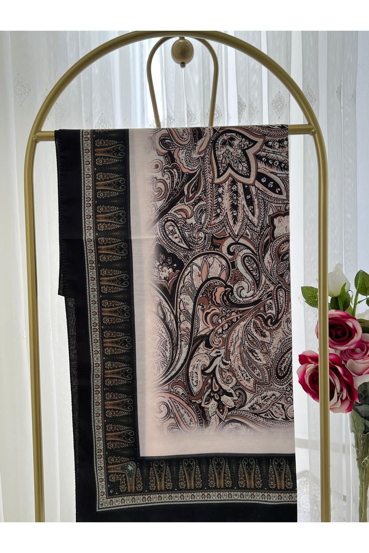 Shawl Passion Retro Desen Pamuk Şal Krem