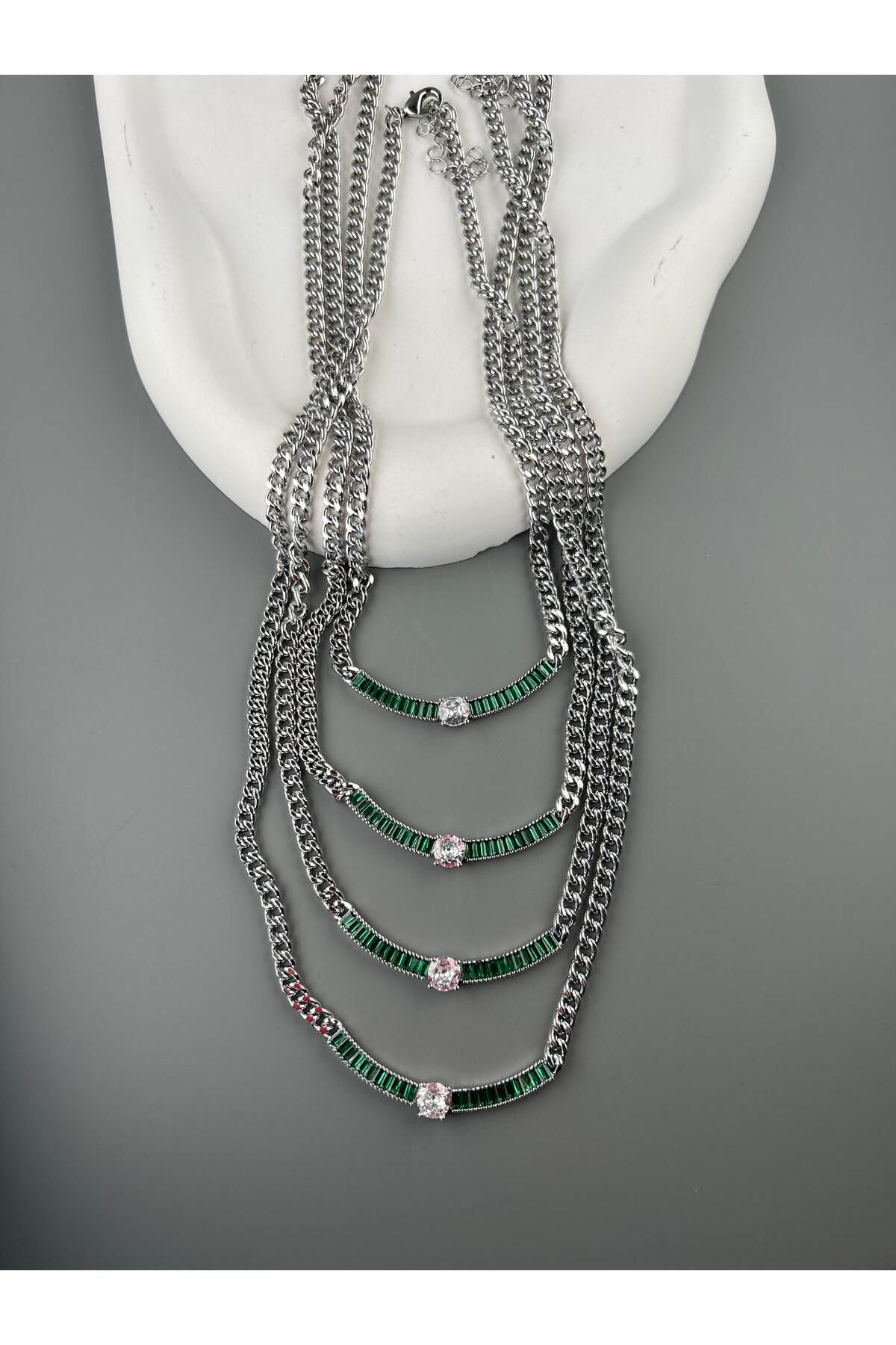 Bennu Design Jewelry Yeşil Taşlı Zirkon Kolye
