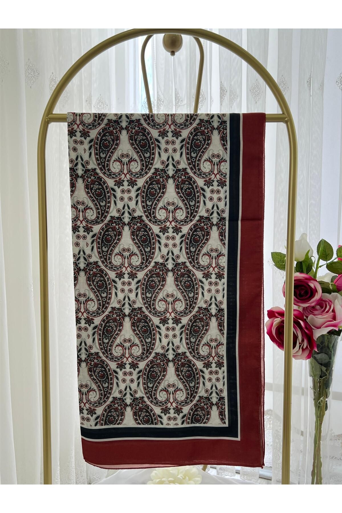 Shawl Passion Retro Desen Pamuk Şal Kiremit