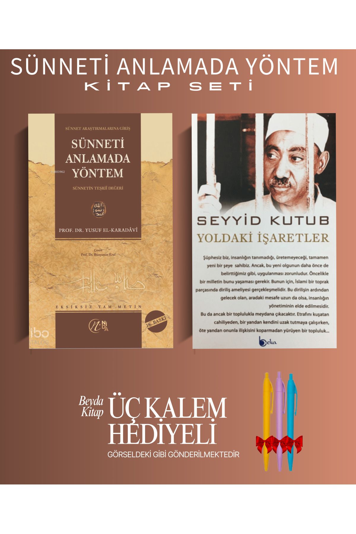 Nida Yayıncılık Sünneti Anlamada Yöntem - Yoldaki İşaretler - Kitap Seti - Kalem Hediyeli