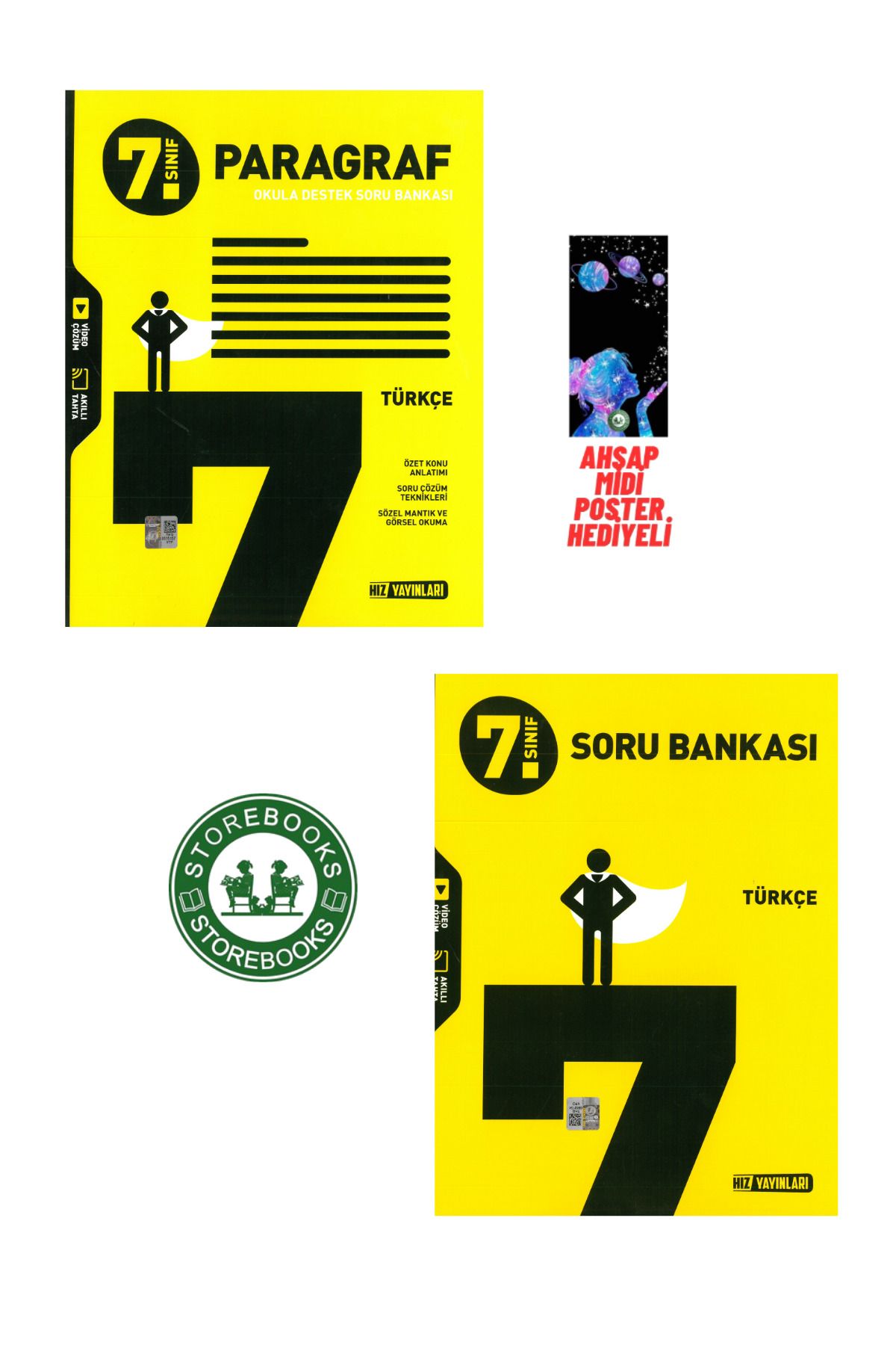 Hız Yayınları 7.Sınıf Hız Yayınları Paragraf + Türkçe Soru Bankası Poster Hediyeli