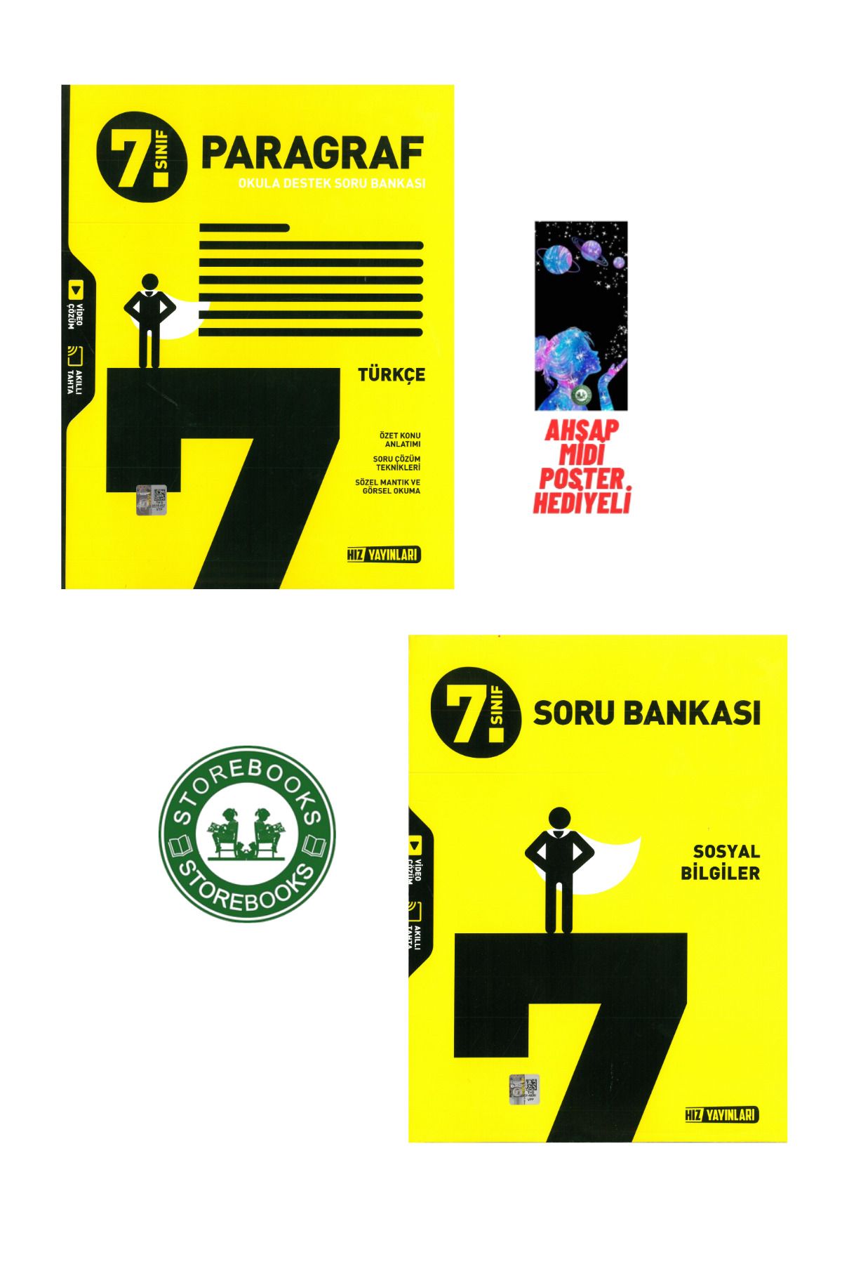 Hız Yayınları 7.Sınıf Hız Yayınları Paragraf + Sosyal Soru Bankası Poster Hediyeli