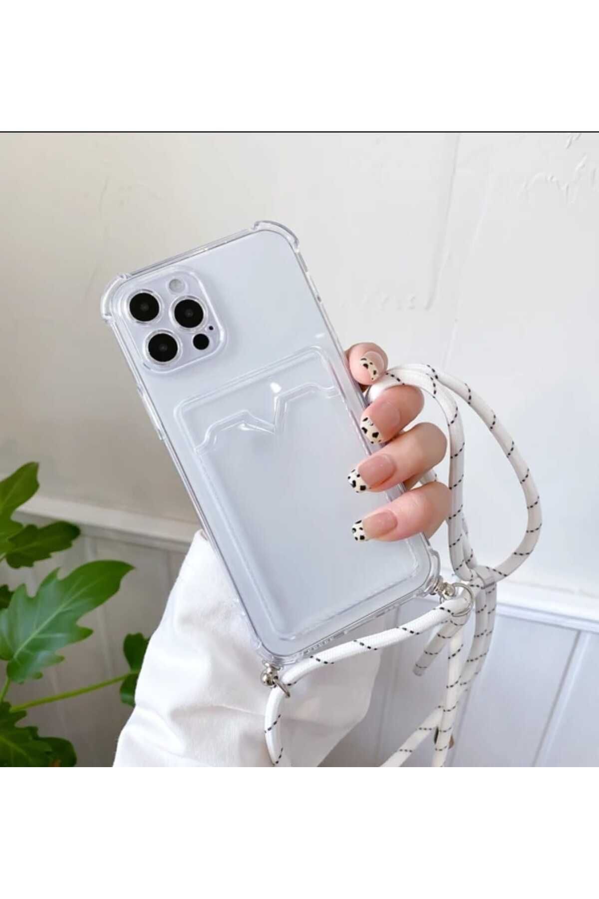 BilişimGo Technology Iphone 16 Pro Max Şeffaf Kartlıklı Boyun Askılı Ipli Kılıf