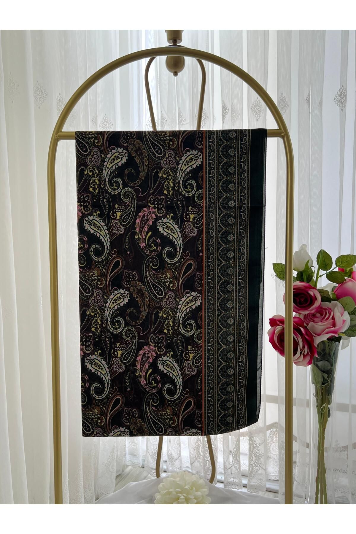 Shawl Passion Retro Desen Pamuk Şal Yeşil