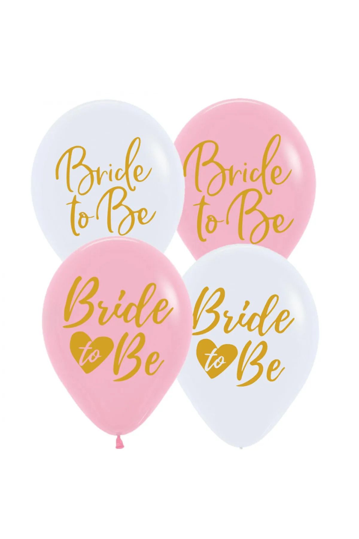 FOKUL Bride To Be Yazılı 10 Adet Balon Beyaz Pembe Renkli Üzeri Gold Yazılı Bride Parti Süsleme