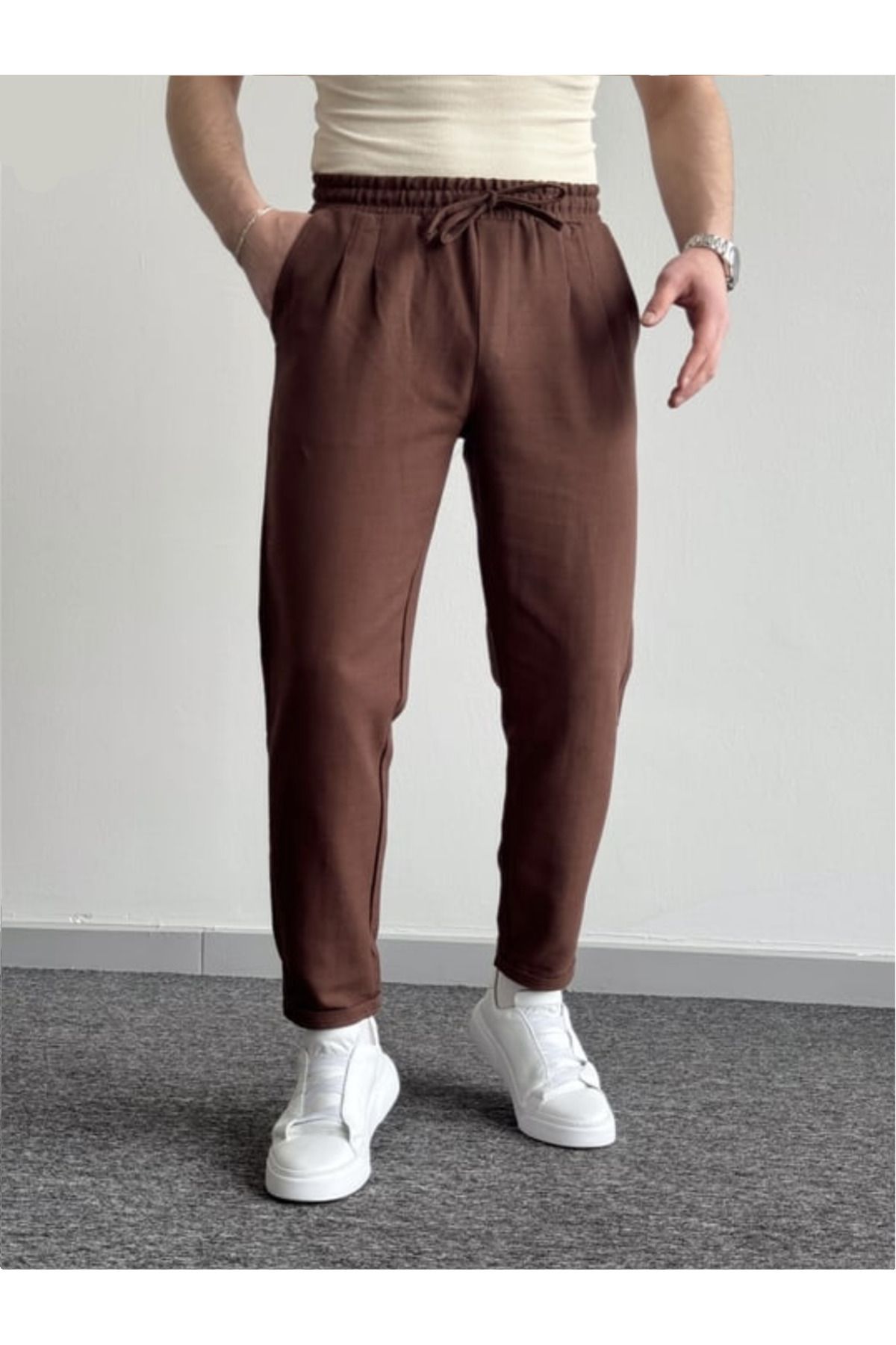 BY İMPALA MODA Erkek Boyfriend Duble Paça Keten Pantolon