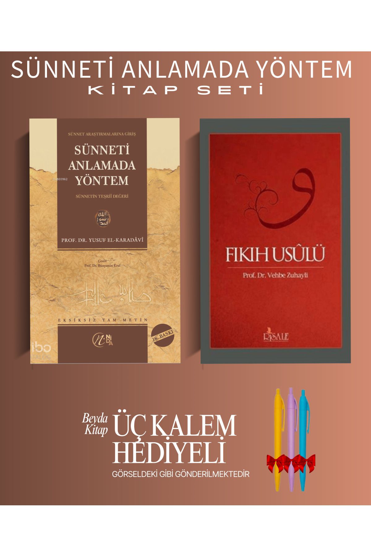 Nida Yayıncılık Sünneti Anlamada Yöntem - Fıkıh Usulü - Kitap Seti - Kalem Hediyeli