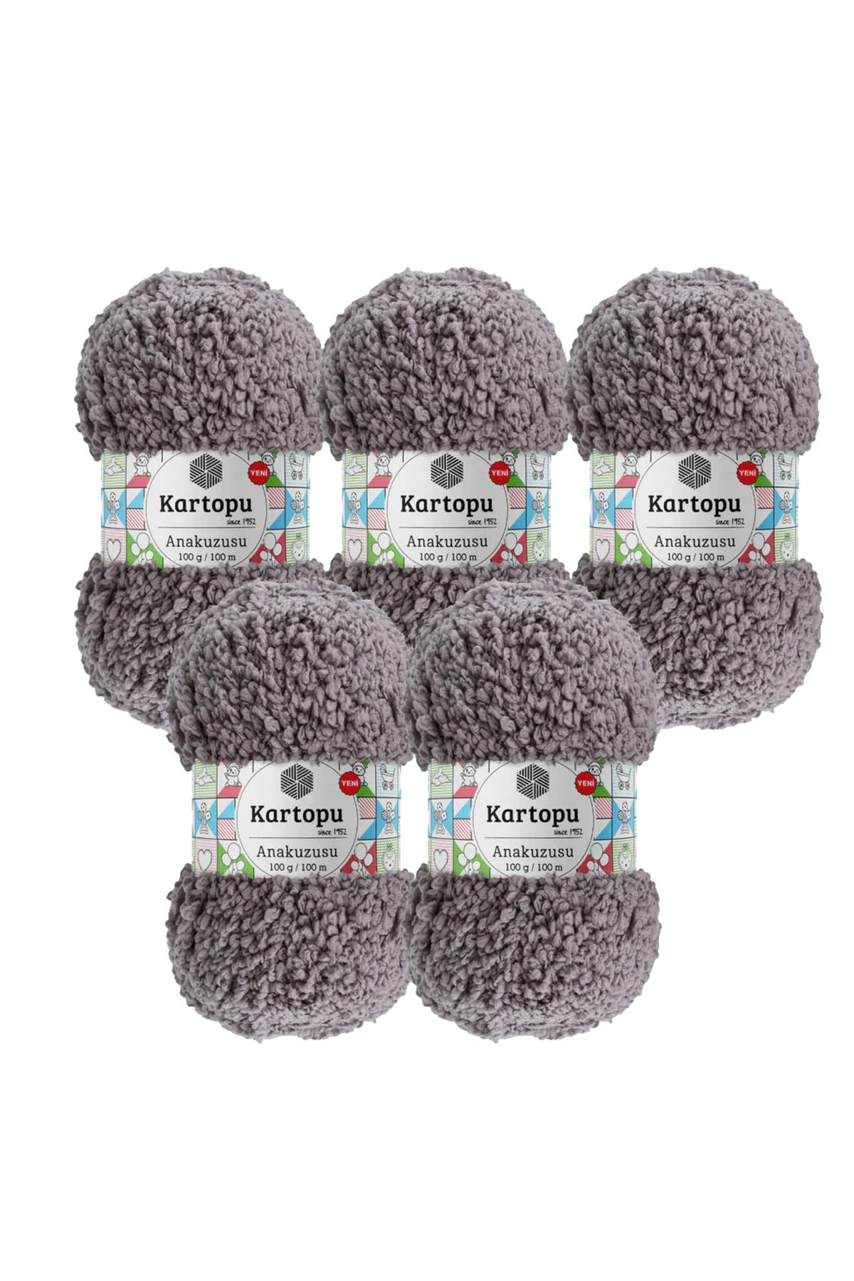 Kartopu Anakuzusu Bebek Örgü İpliği 5’li Paket – 100g x 5 – %100Polyester - Yumuşak, Peluş Doku