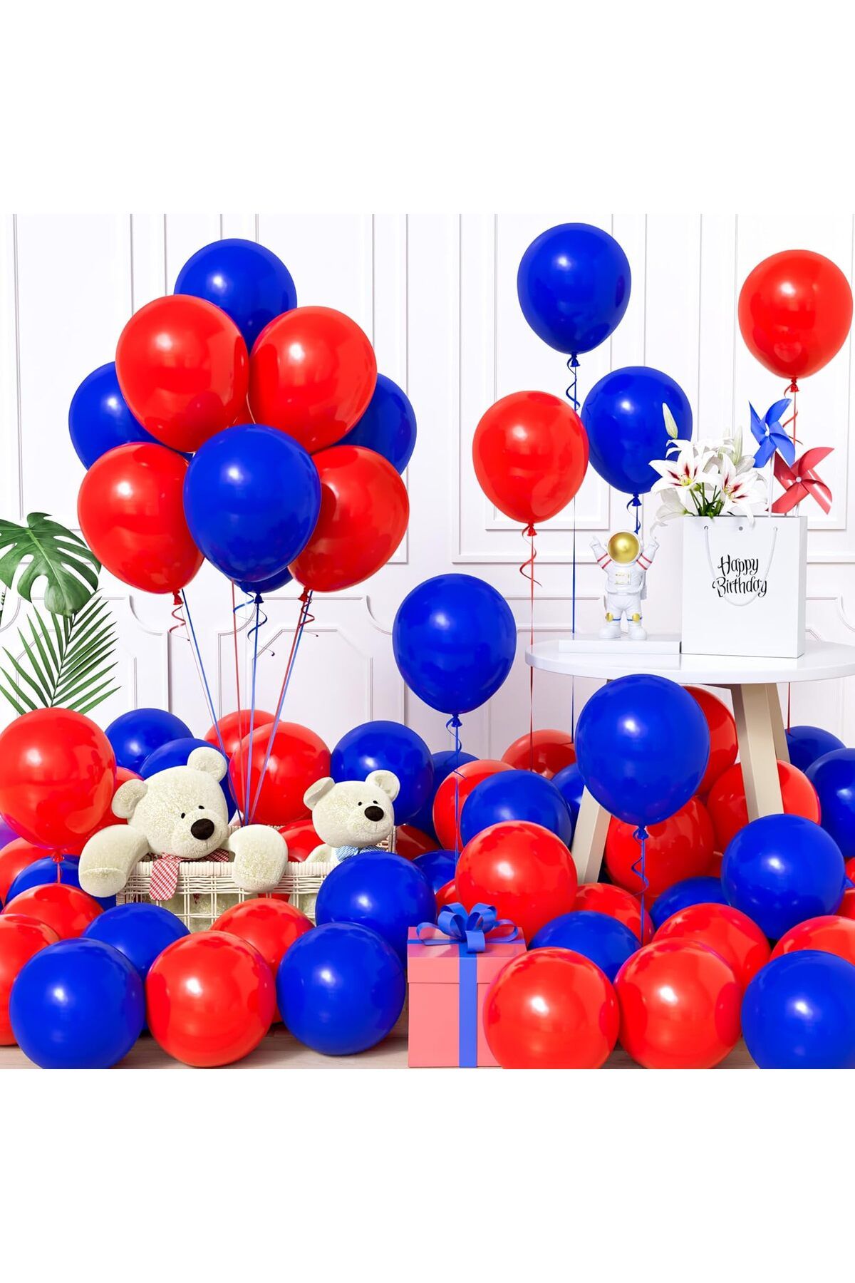 BALON DİYARI 15 Adet Mavi & Kırmızı Balon Seti – Enerjik ve Göz Alıcı Parti Dekoru