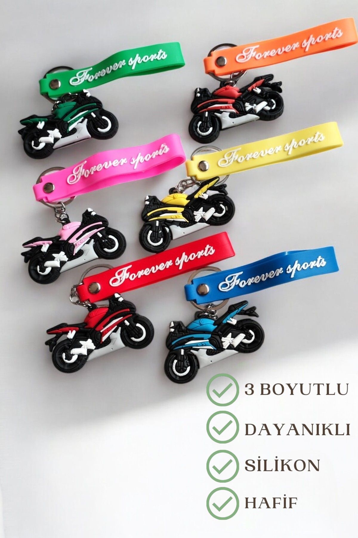 Lynare Motor Motosiklet 3D Silikon Anahtarlık ve Çanta Aksesuarı 6 Adet