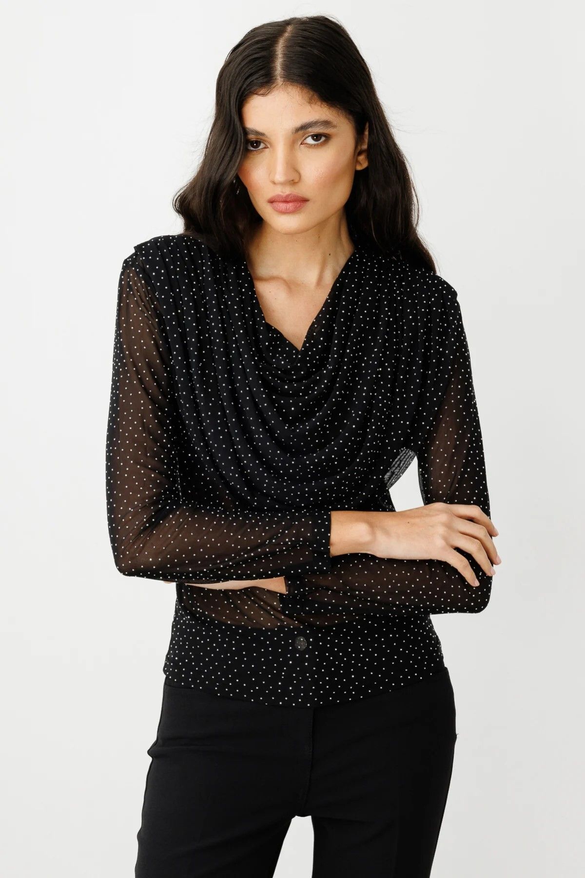 ON TRİKO Degaje Yaka Taşlı Bluz 50331-25