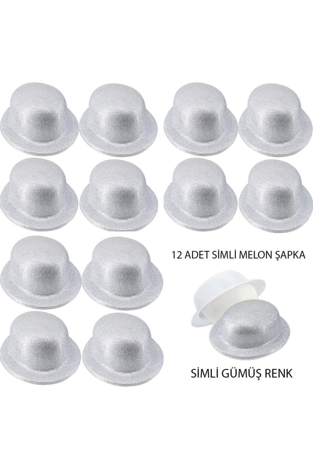Yuba Avm Nessiworld Gümüş Renk Simli Melon Yuvarlak Parti Şapkası 12 Adet