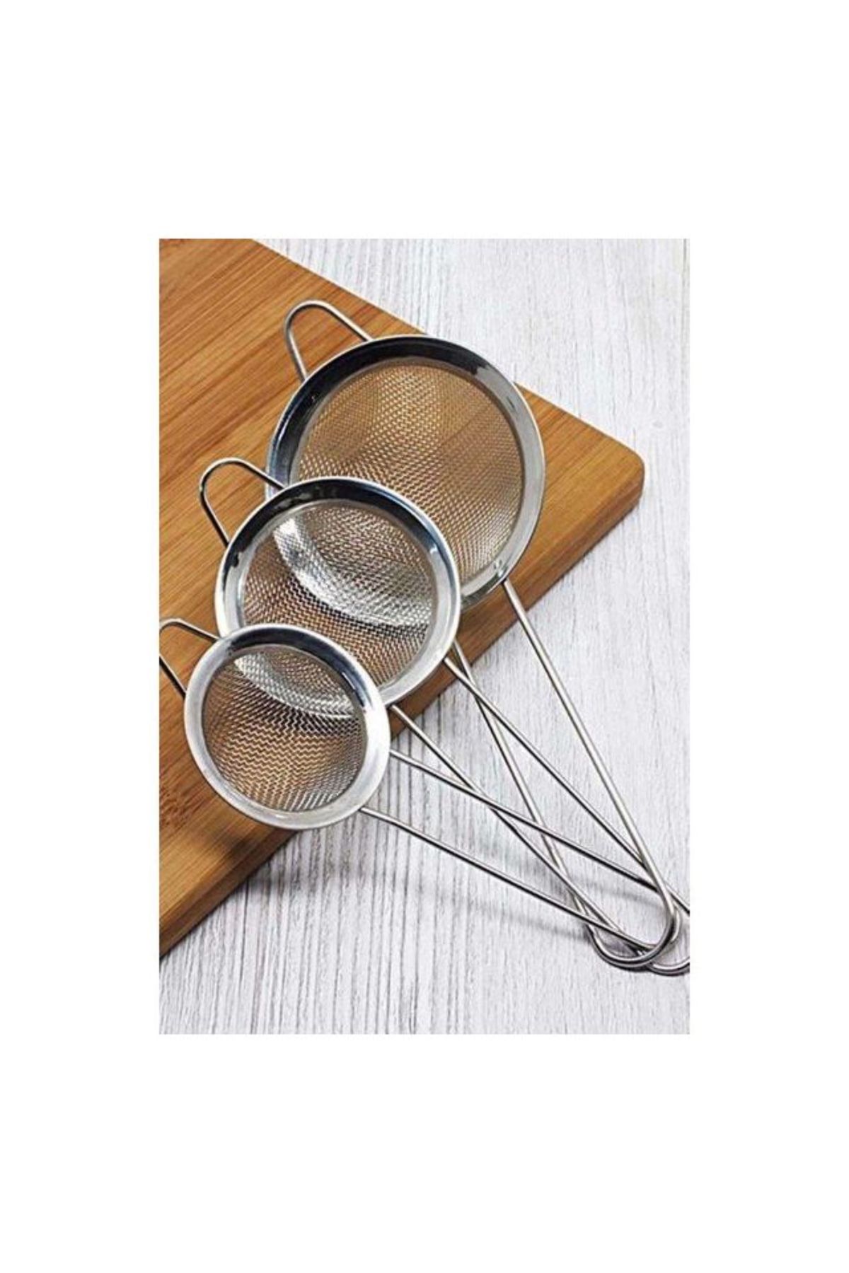 abnturk 3’Lü Set Metal Süzgeç Seti