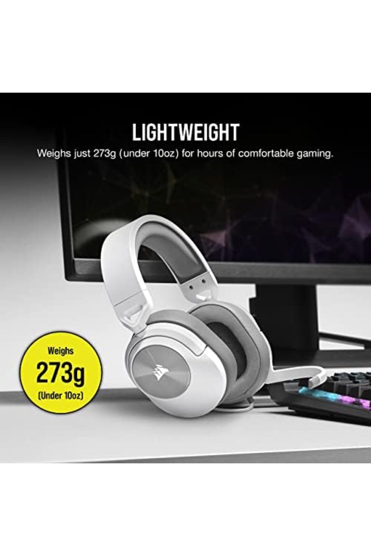 Corsair-سماعة رأس ستيريو Corsair HS55 مع وسائد أذن من إسفنج الذاكرة، تصميم خفيف الوزن، ميكروفون متعدد الاتجاهات 8