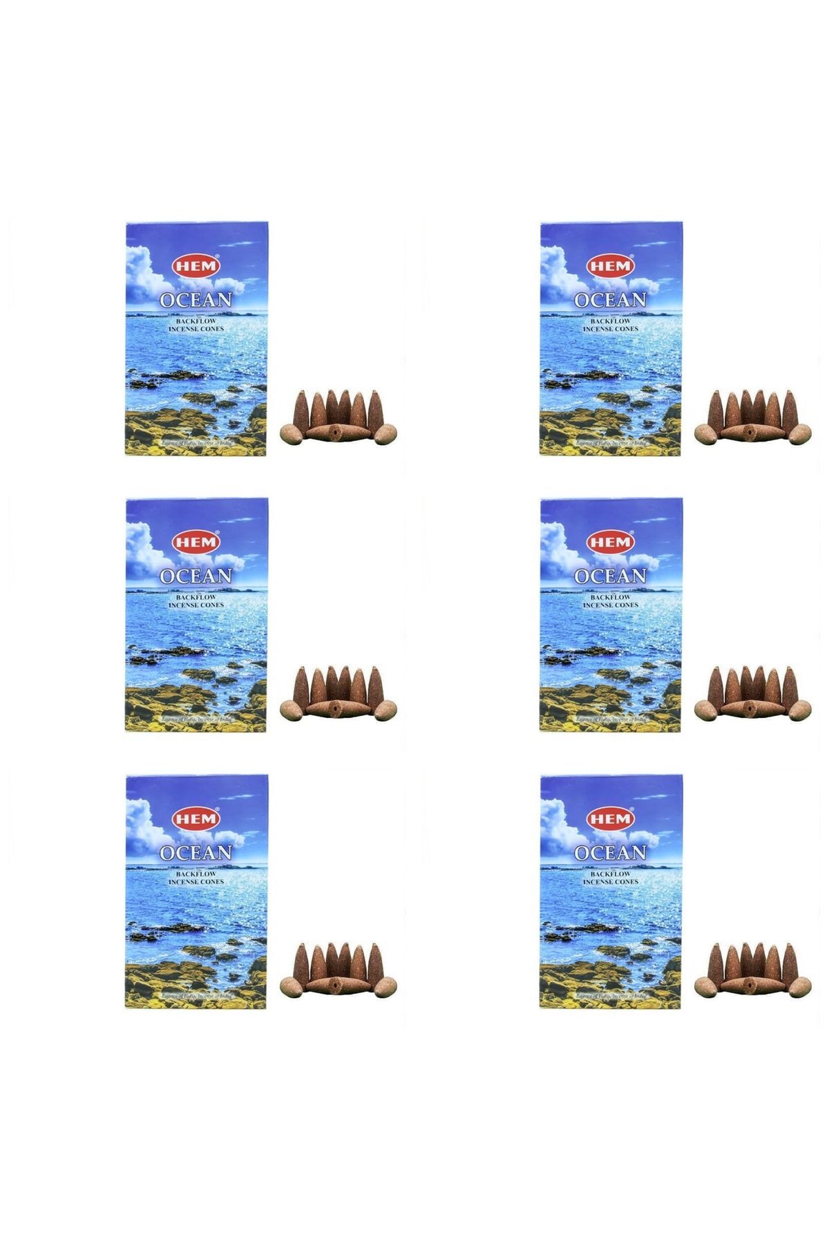 İkizler Hem ocean 6 paket toplam 60 adet geri akış konik tütsü