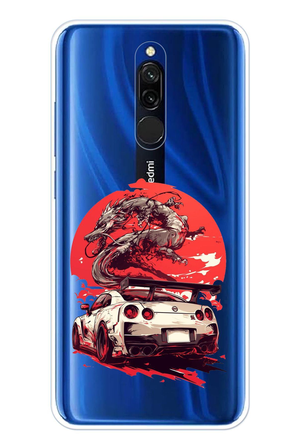 TechTree Redmi 8 Uyumlu GTR Ejderha Tasarımlı Şeffaf Silikon Kılıf