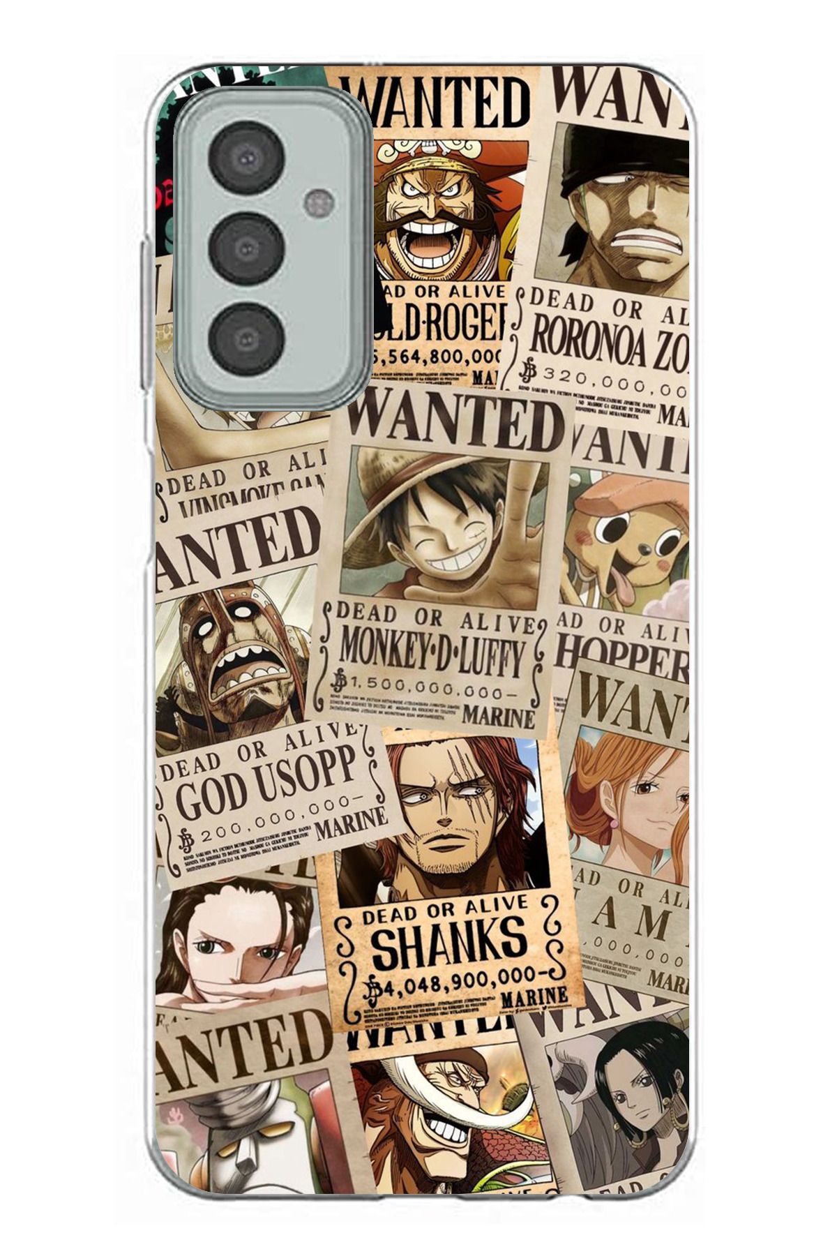 TechTree Samsung Galaxy M13 - M23 Uyumlu One Piece Gazete Tasarımlı Şeffaf Silikon Kılıf