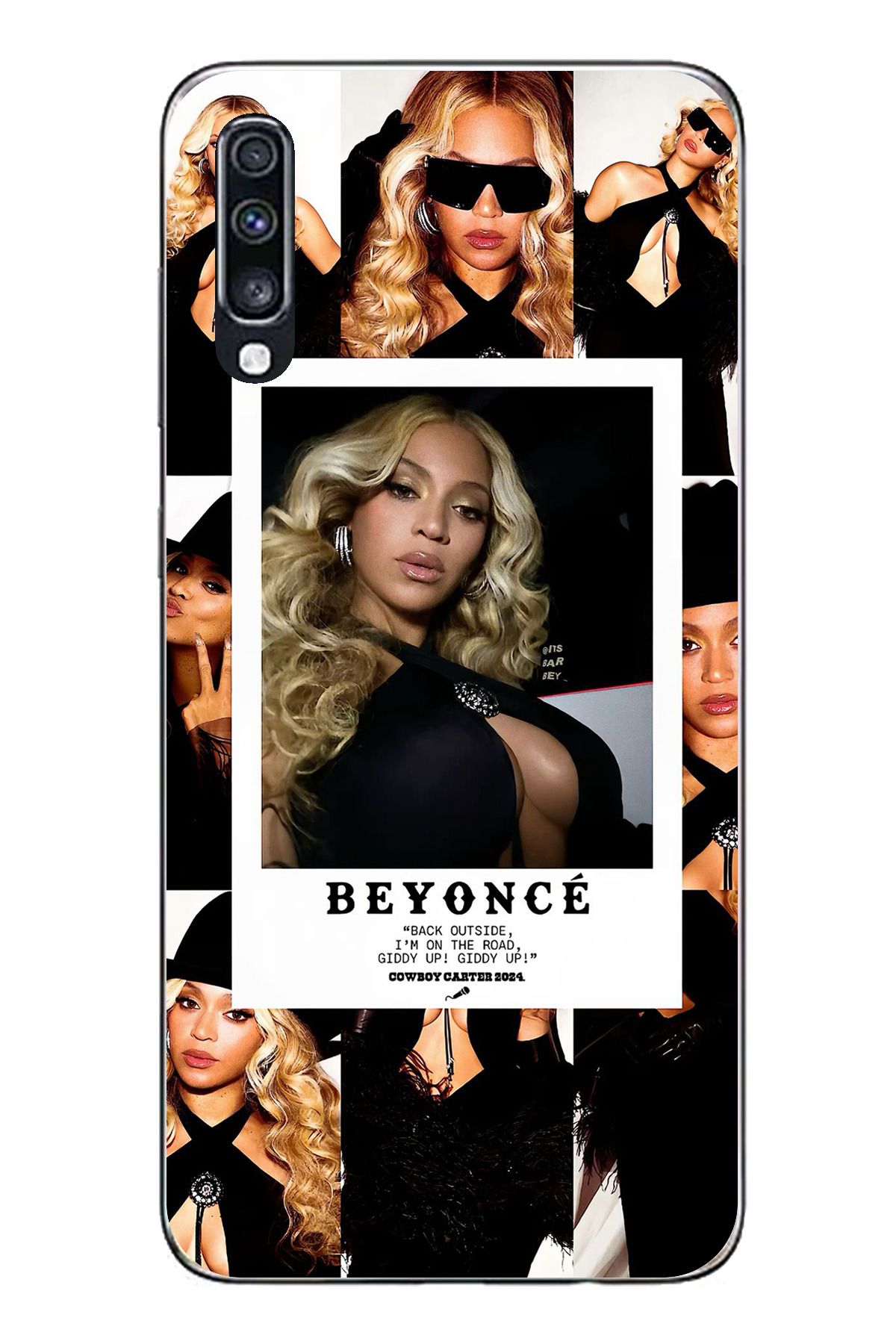 TechTree Samsung Galaxy A70 Uyumlu Beyonce Fotoğraflar Şeffaf Silikon Kılıf