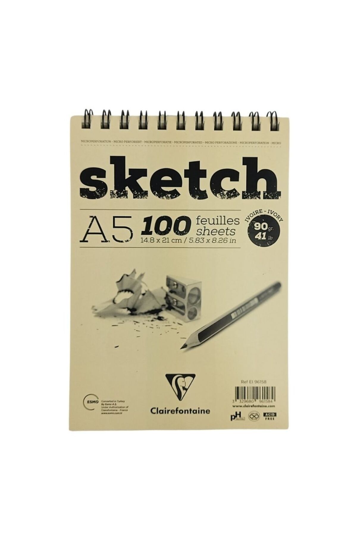 Clairefontaine Spiralli Sketch Eskiz Çizim Defteri Ivory Renk Sayfalı A5 90gr 100yp