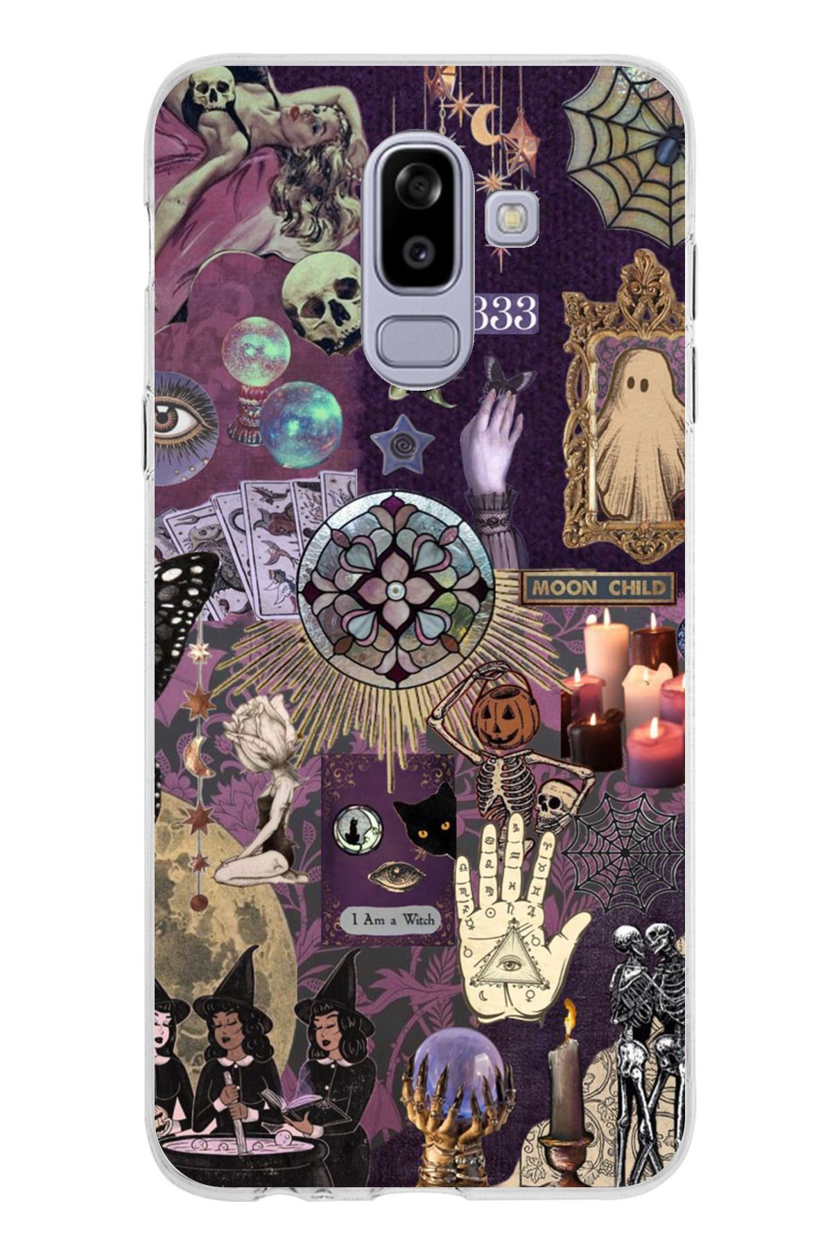 TechTree Samsung Galaxy J8 - A6 PLUS Uyumlu Hallowen Cadılar Astroloji Şeffaf Silikon Kılıf