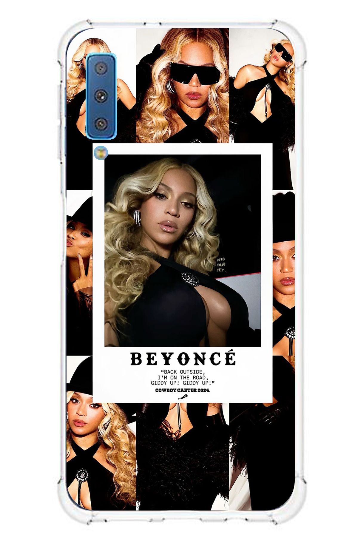 TechTree Samsung Galaxy A7 2018 Uyumlu Beyonce Fotoğraflar Şeffaf Silikon Kılıf