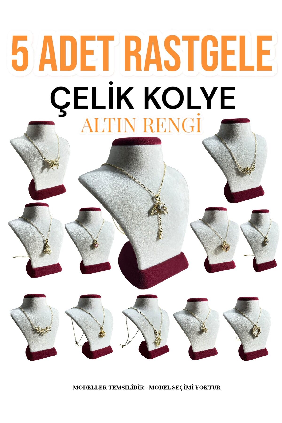 JANRA WORLD 5 adet Rastgele Çelik Kolye Paslanmaz Kolye Hediyelik Kolye Sevgiliye Kolye Aşk