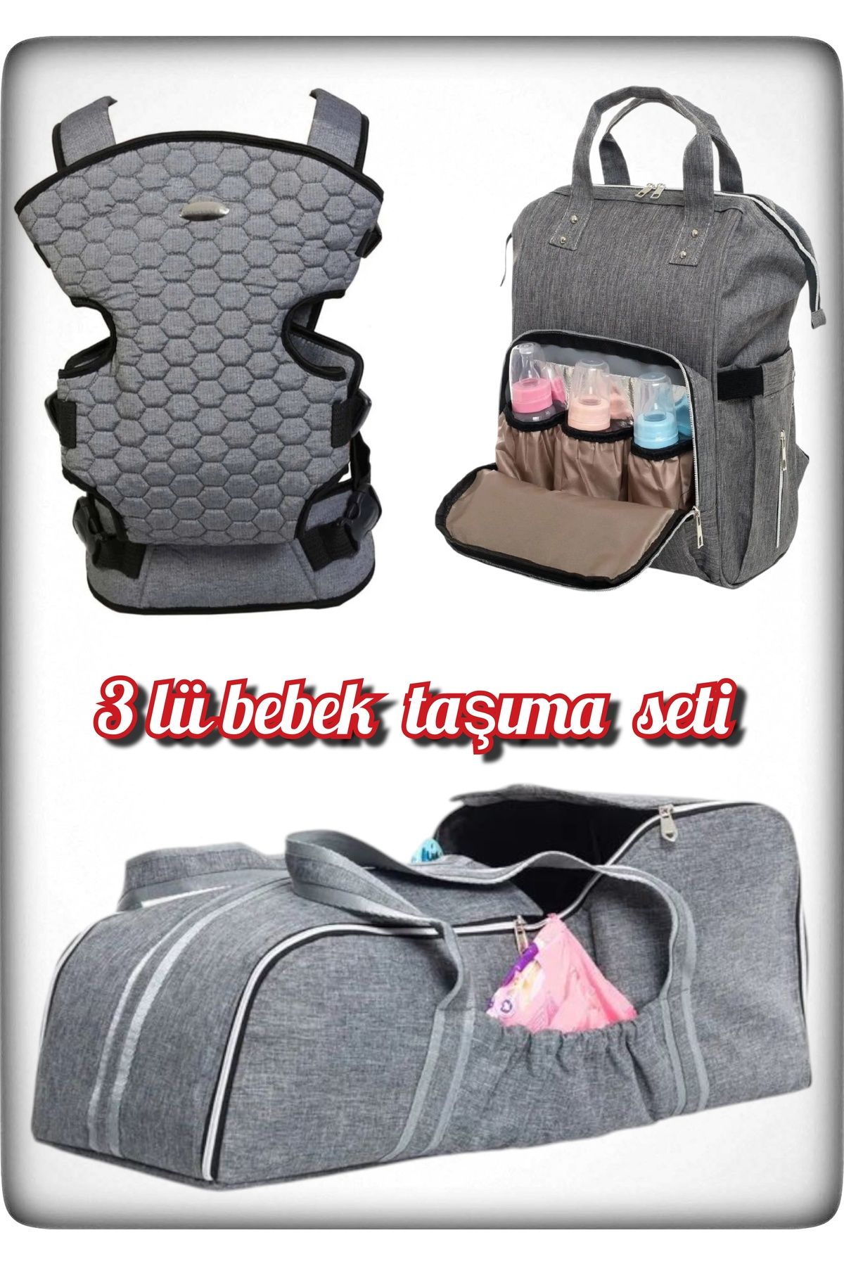 Avşar Baby 3 Lü Bebek Taşıma Seti En İyi Anne Bebek Çantası Portbebe ve Kanguru Modelleri