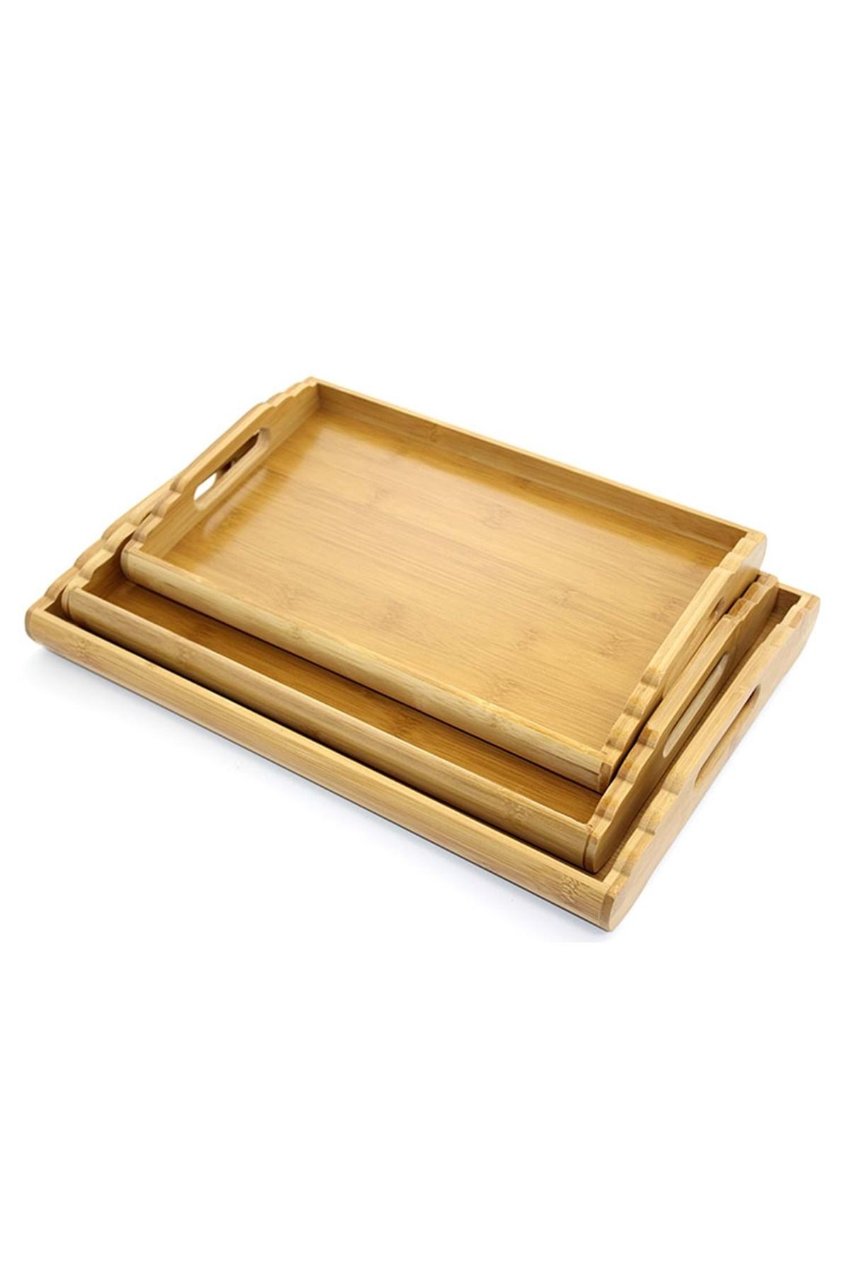 Store 3'lü Bambu Tepsi Seti – 34 cm, 37 cm, 41 cm | Doğal ve Şık Sunum Tepsileri