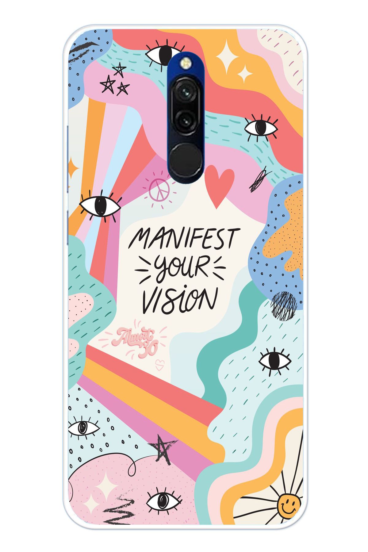 TechTree Redmi 8 Uyumlu Manifest your vision Vizyon Tasarımlı Şeffaf Silikon Kılıf