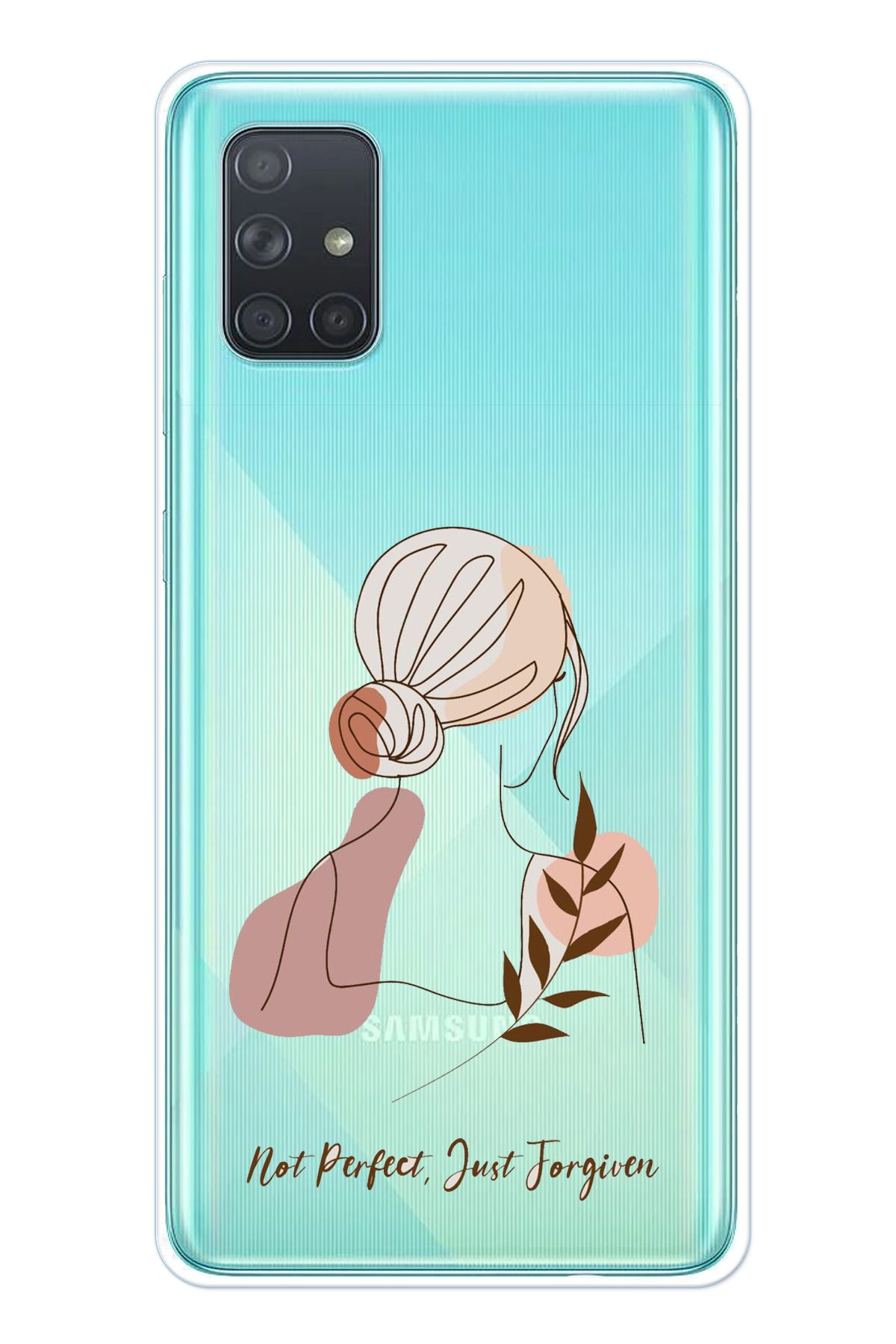 TechTree Samsung Galaxy A71 Uyumlu Not Perfect Just Forgiven Tasarımlı Şeffaf Silikon Kılıf