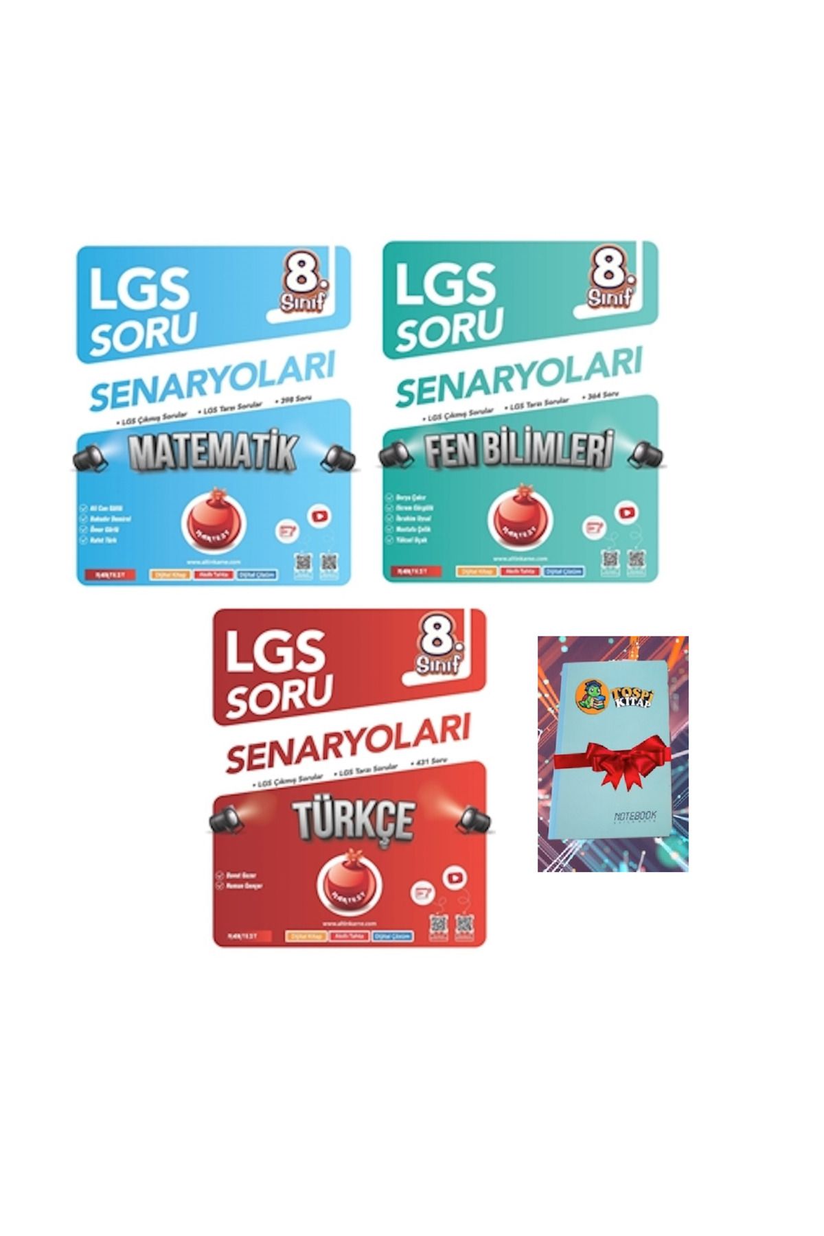 Nartest Yayınları 8. Sınıf Lgs Soru Senaryoları MATEMATİK + FEN BİLİMLERİ + TÜRKÇE ( NOT DEFTERİ HEDİYE)