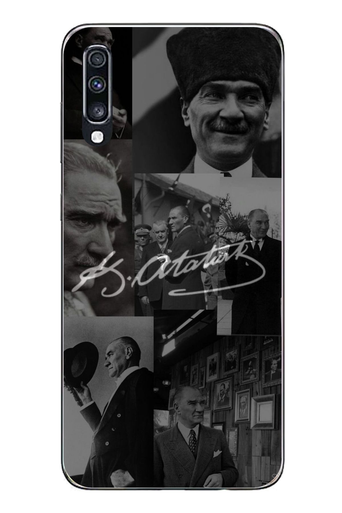 TechTree Samsung Galaxy A70 Uyumlu Kemal Atatürk İmza Şeffaf Silikon Kılıf