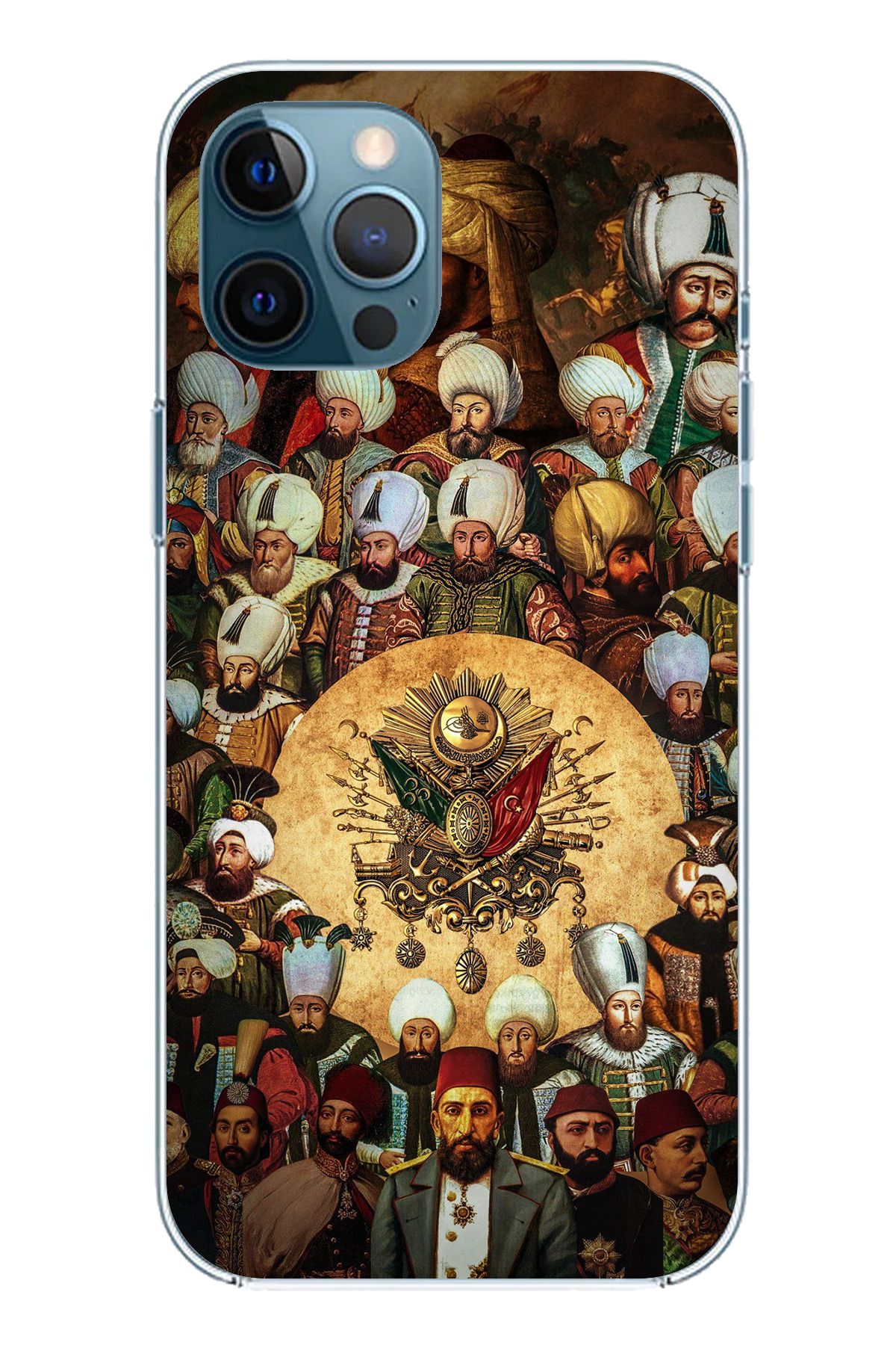 TechTree iPhone 12 Pro Max Uyumlu Osmanlı Padişahları Şeffaf Silikon Kılıf