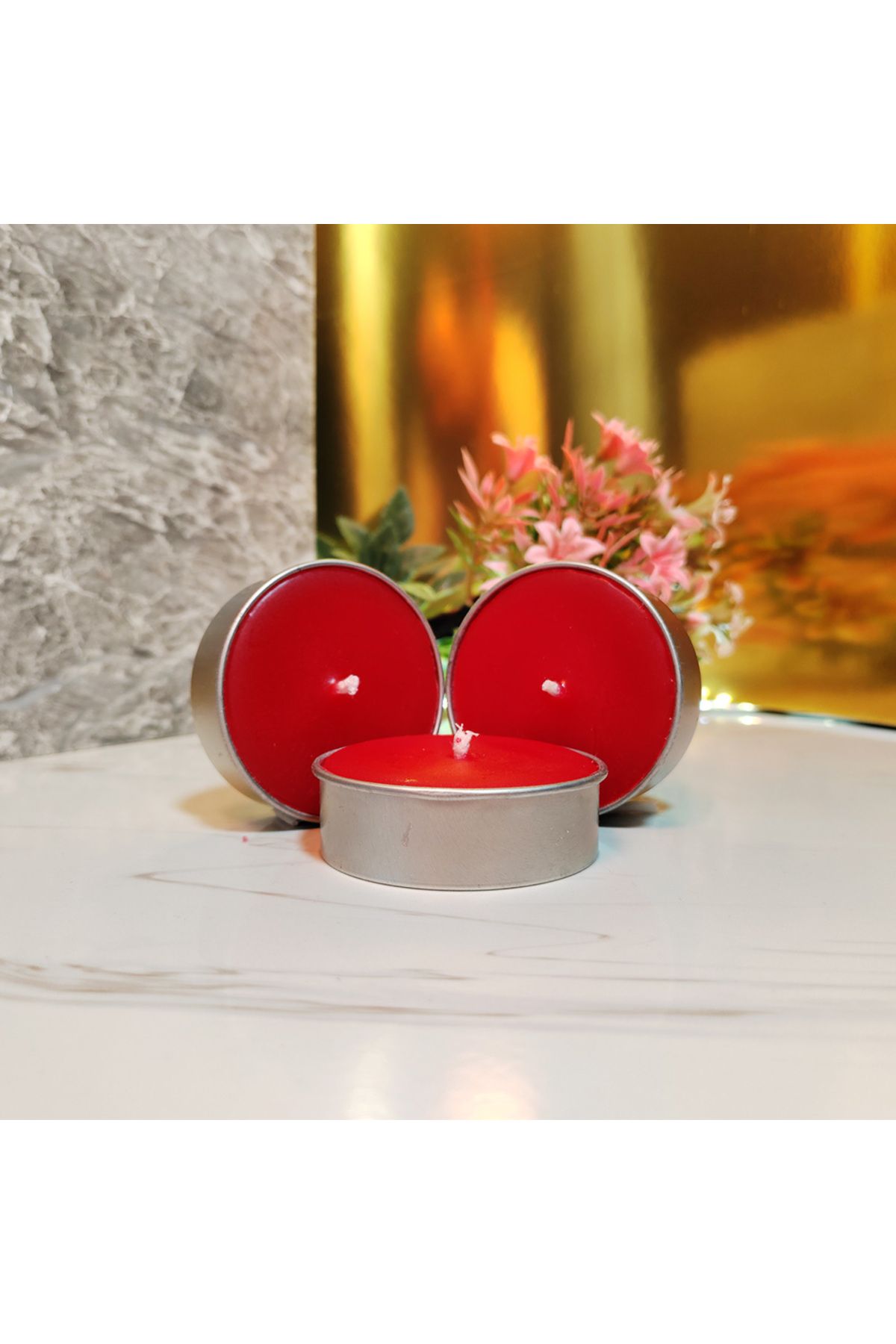 SOYHANE 3’lü Kırmızı Tealight Soy Wax Doğal Mum - Büyük Boy | Premium Seri