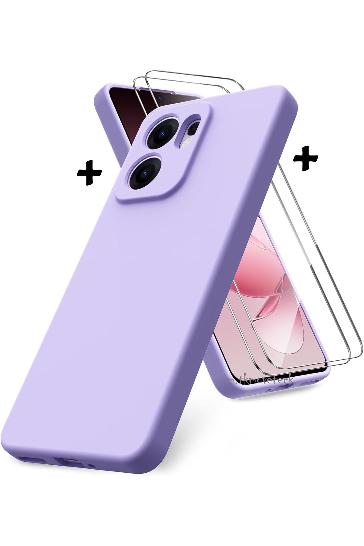 m.tk moveteck Oppo Reno 13F Kılıf Kamera Korumalı Yumuşak Renkli Mat Silikon + 9H Ekran Koruyucu Cam 2in1 Set 13FS