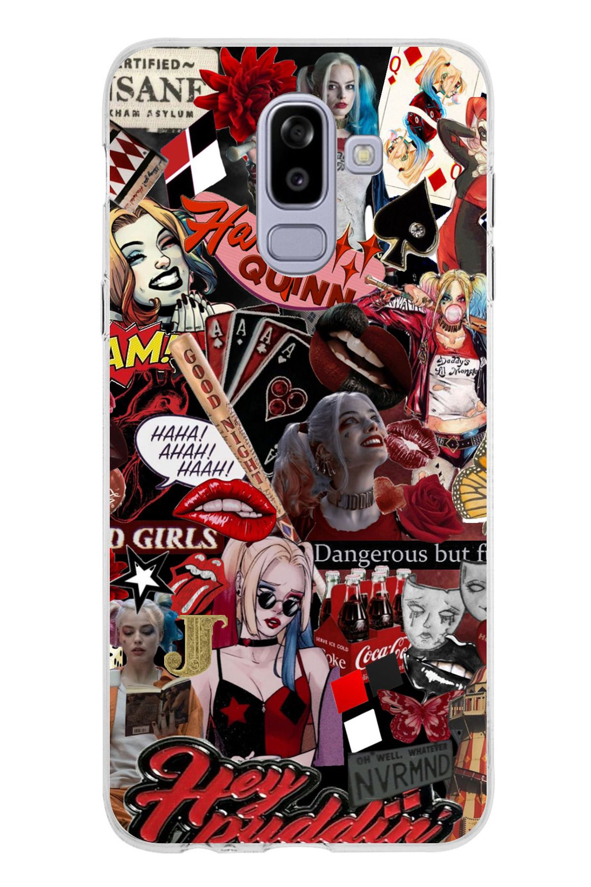 TechTree Galaxy J8 - A6 PLUS Uyumlu Harley Quinn Şeffaf Silikon Kılıf