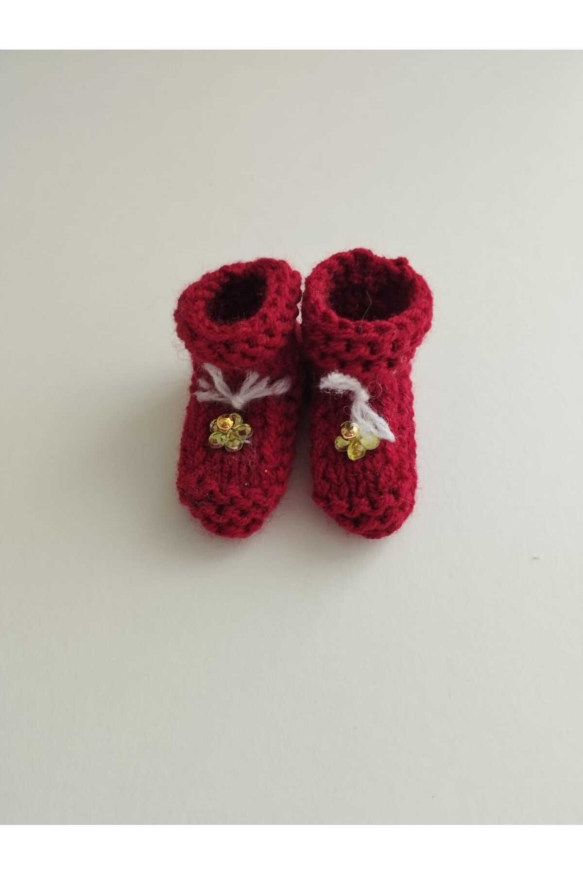 GiftlandCollection GiftLand Kırmızı El Örgüsü Minyatür Patik Magnet, Baby Shower