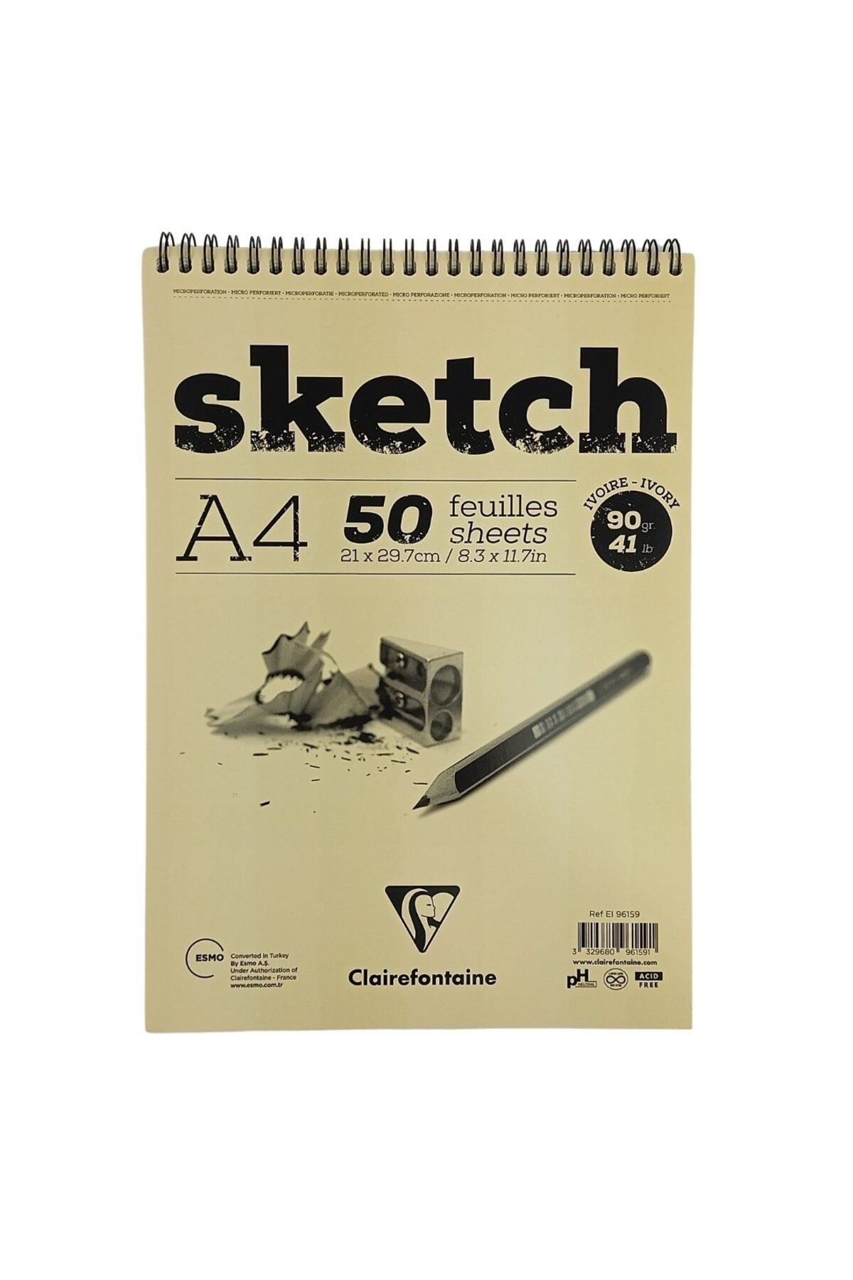 Clairefontaine Spiralli Sketch Eskiz Çizim Defteri Ivory Renk Sayfalı A4 90gr 50yp