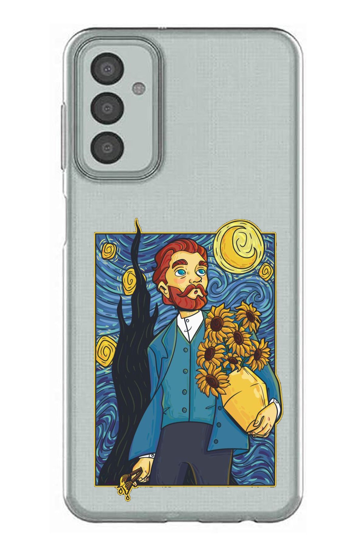TechTree Samsung Galaxy M13 - M23 Uyumlu Van Gogh Portre Tasarımlı Şeffaf Silikon Kılıf